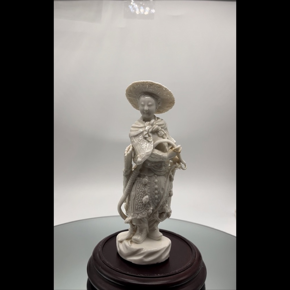 Asian Porcelain Warrior, vintage with stand